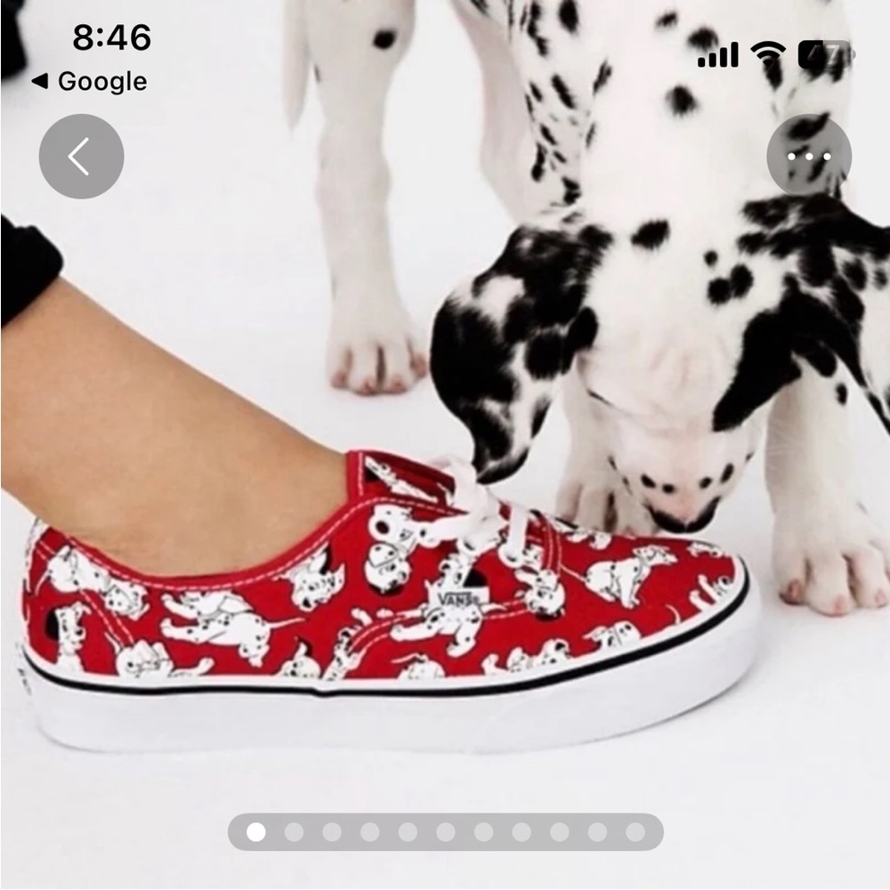 Vans Authentic Disney 101 Dalmatians Print Canvas Sneakers Red White